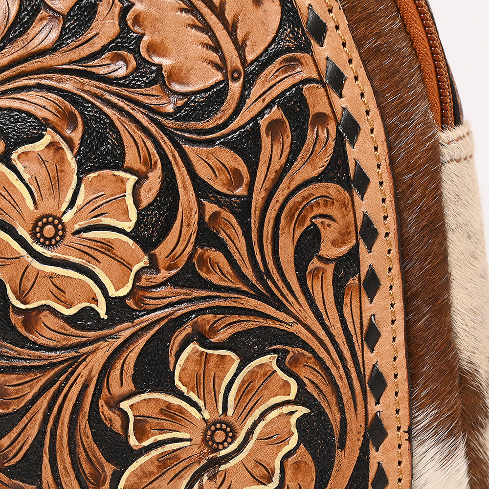 American Darling Hand Curved & Hair On Genuine Leather Sling Bag | Curved Travel Jewelry Case