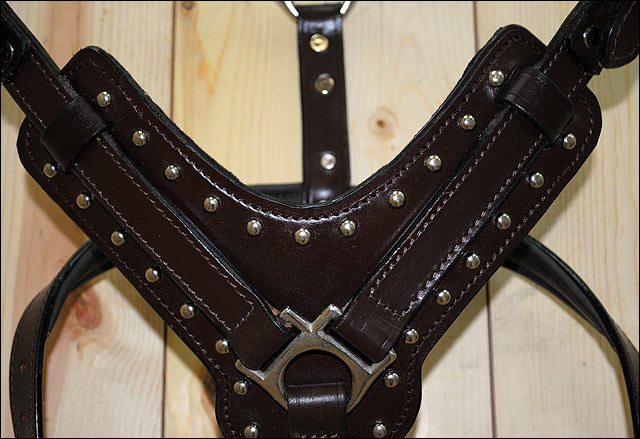 Large Leather Dog Harness Brown Genuine With Leash Hilason