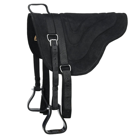 Hilason Horsemanship Leather Bareback Western Treeless Saddle Pad Black