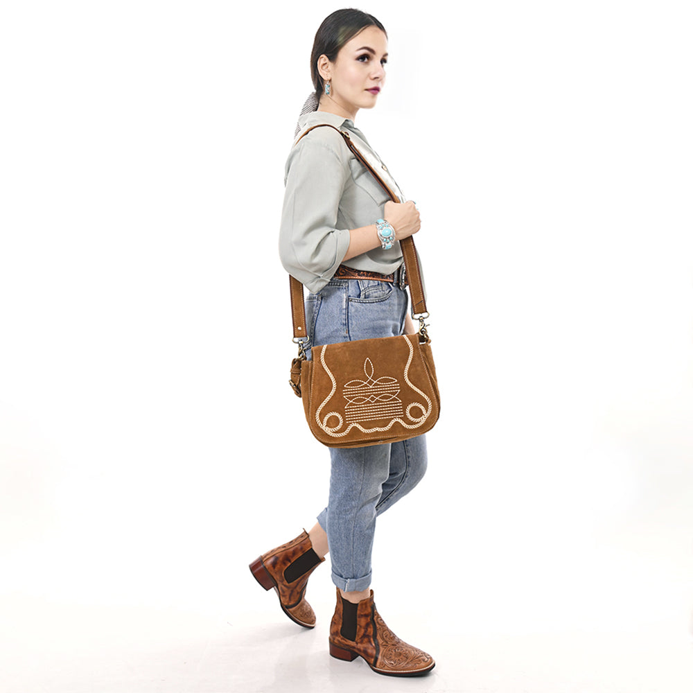 ADBGA670C Crossbody Genuine Western Suede Leather women bag