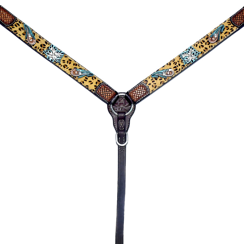 Bar H Equine Western Horse Floral Cheetah Print Genuine American Leather Tack Set