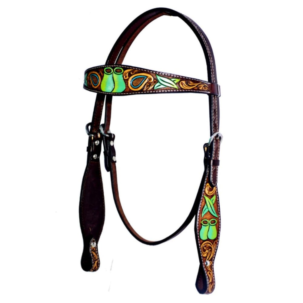 BAR H EQUINE Western Leather Horse Premium Headstall & Breast Collar Set
