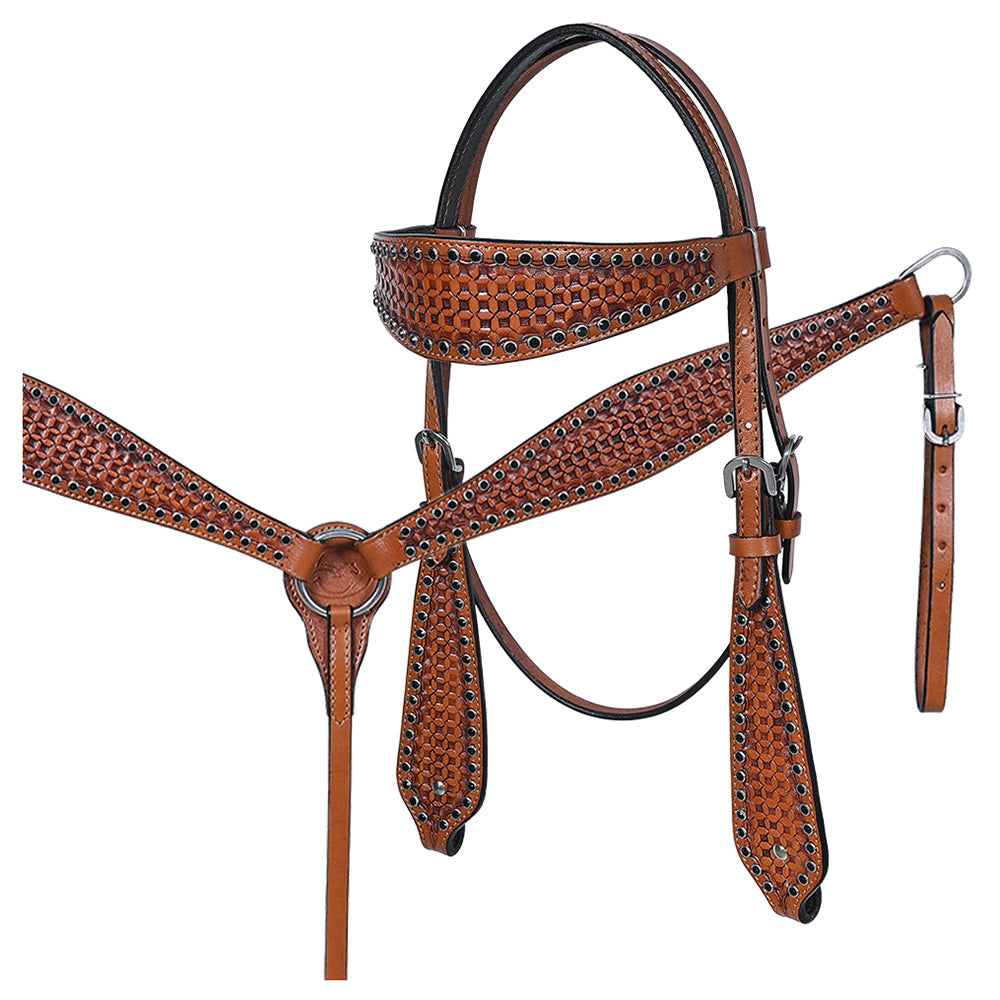 COMFYTACK Western Horse Barrel Racing American Leather Saddle Floral Carved & Tack Set Brown