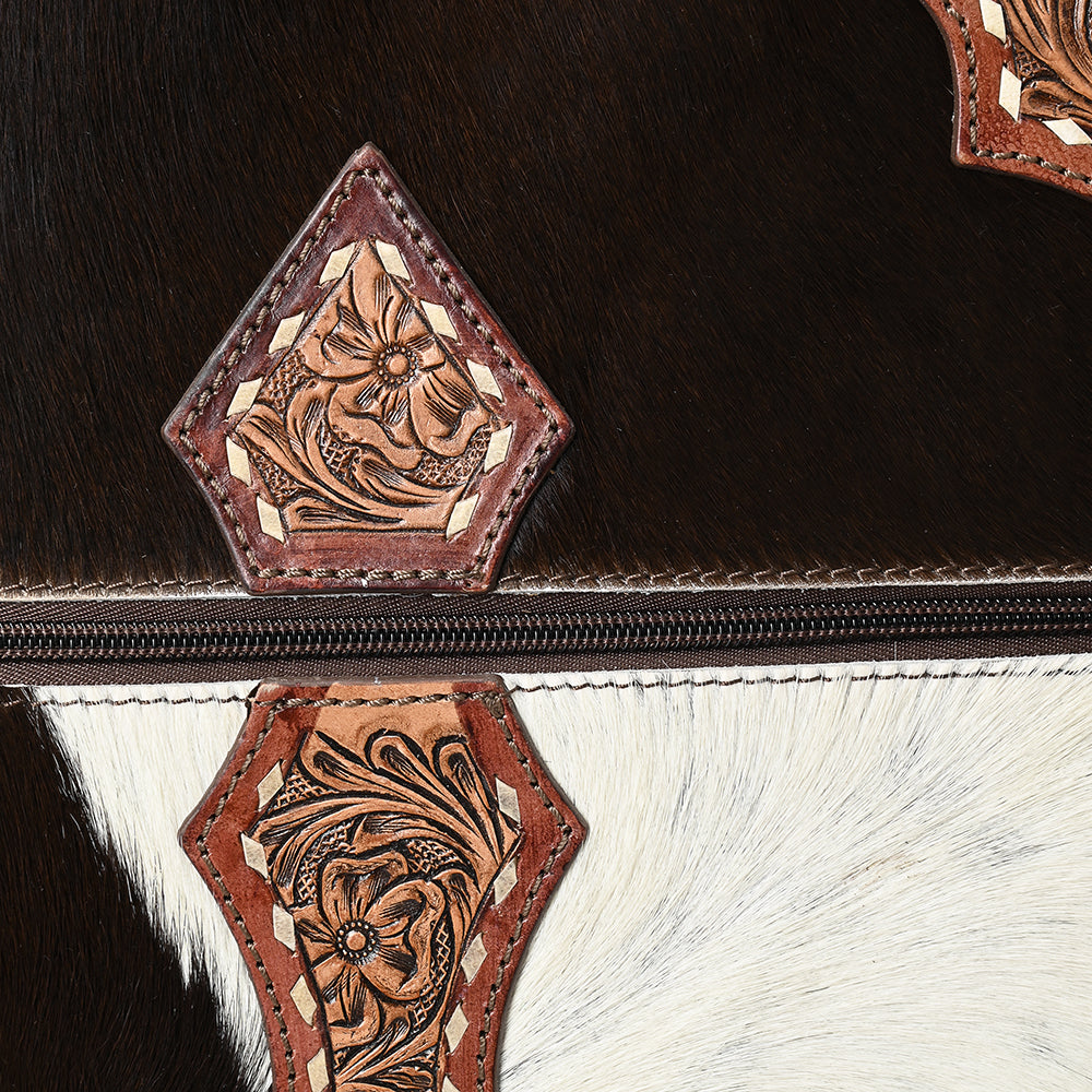 Hand Tooled Hair-On Genuine Leather women bag western handbag purse