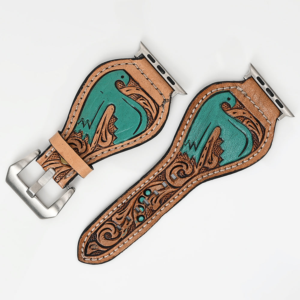 American Darling Beautifully Hand Tooled Genuine American Leather I watch Strap Men and Women Unisex