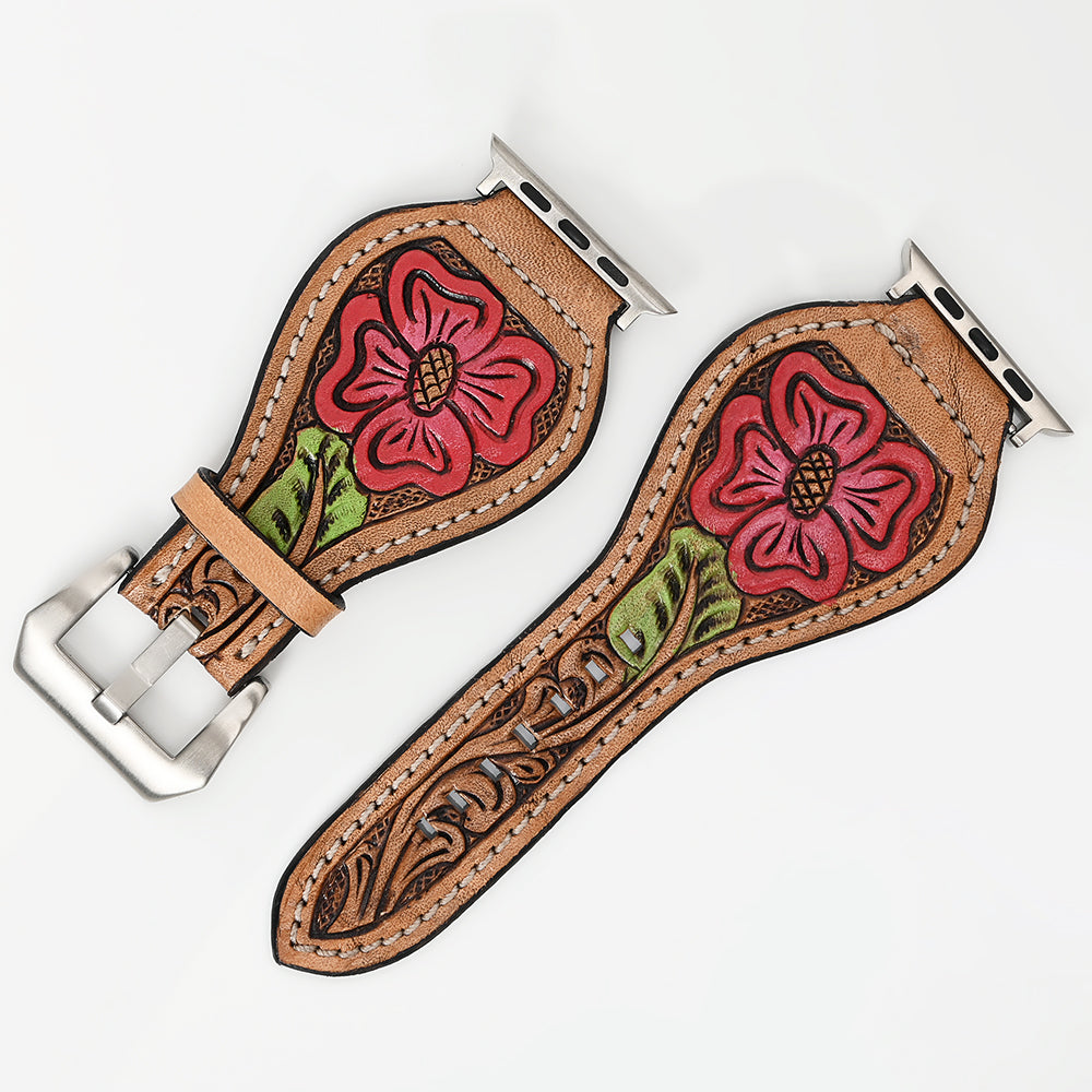 American Darling Beautifully Hand Tooled Genuine American Leather I watch Strap Men and Women Unisex