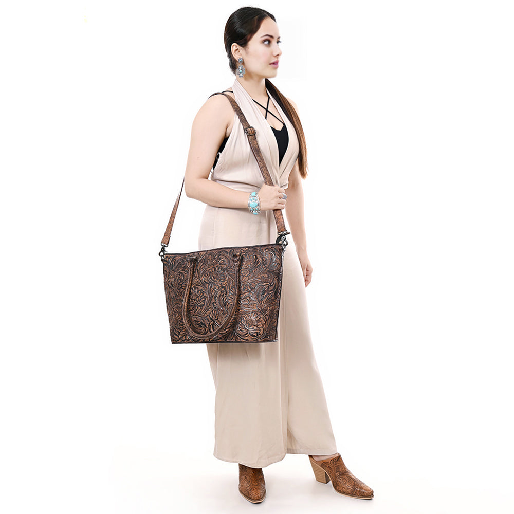 Tote Hand Tooled Genuine Western Leather Women Bag