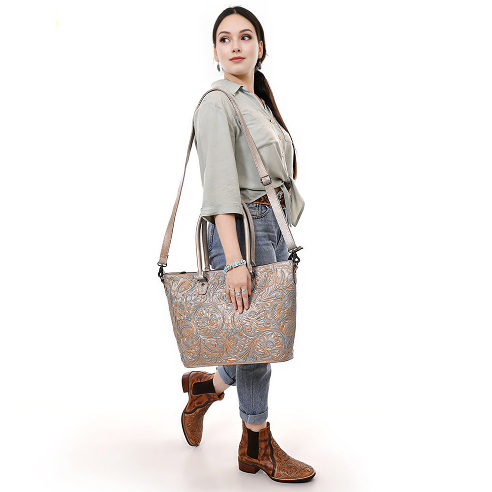 Tote Hand Tooled Genuine Western Leather Women Bag