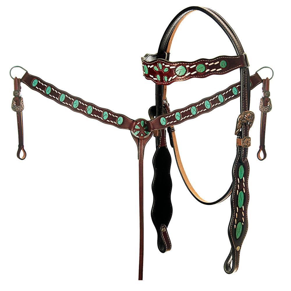 AMERICAN DARLING Western Horse Headstall Breast Collar Set American Leather