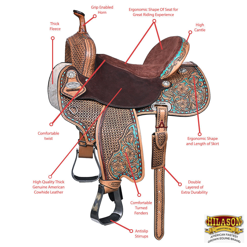 Durable Flexible Tree Western Trail Saddle For All Day Comfortable Outdoor Rides