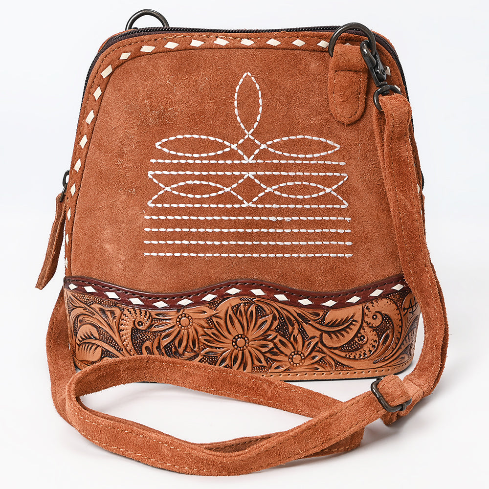 American Darling ADBG1659 Cross Body Hand Tooled Suede Genuine Western Leather Women Bag Western Handbag Purse