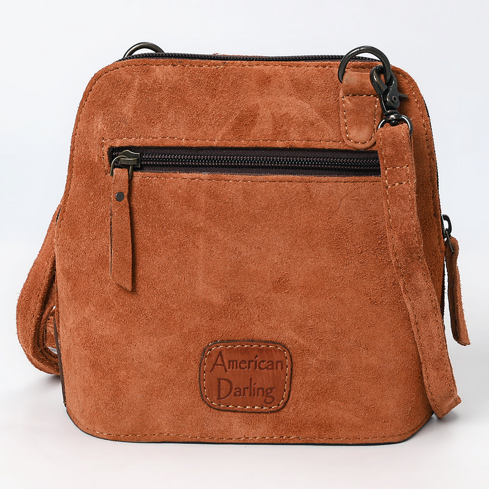 American Darling ADBG1659 Cross Body Hand Tooled Suede Genuine Western Leather Women Bag Western Handbag Purse