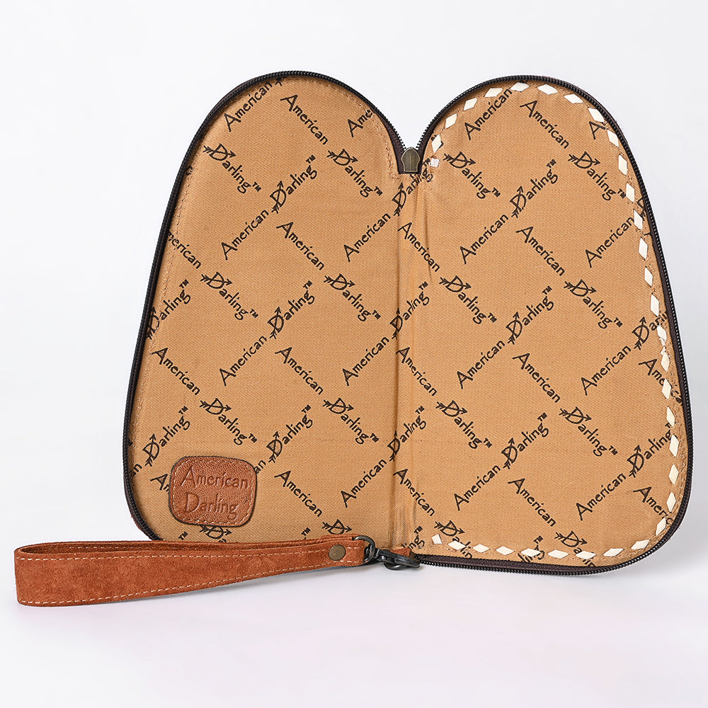 American Darling Gun Case Hand Tooled Genuine Leather Women Bag Western Purse