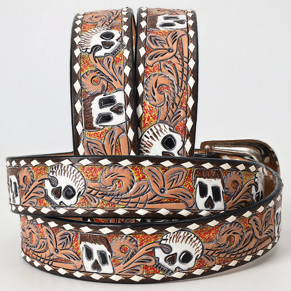 American Darling ADBLF151-L Beautifully Hand Tooled Genuine American Leather Belt Men and  Women