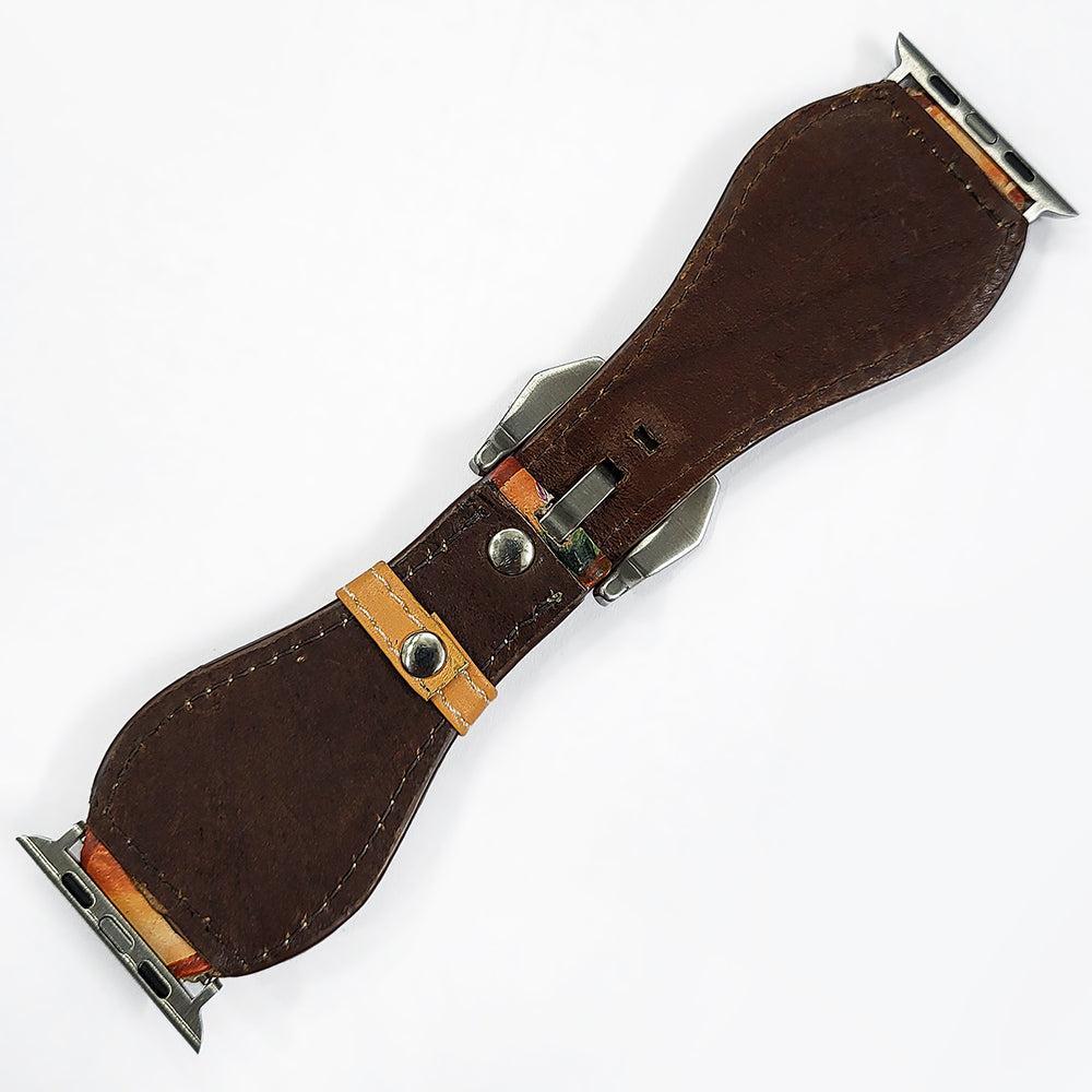 American Darling Hand Tooled I watch Strap Genuine Leather With Beautiful Cactus Hand Painted Smart Watch Strap