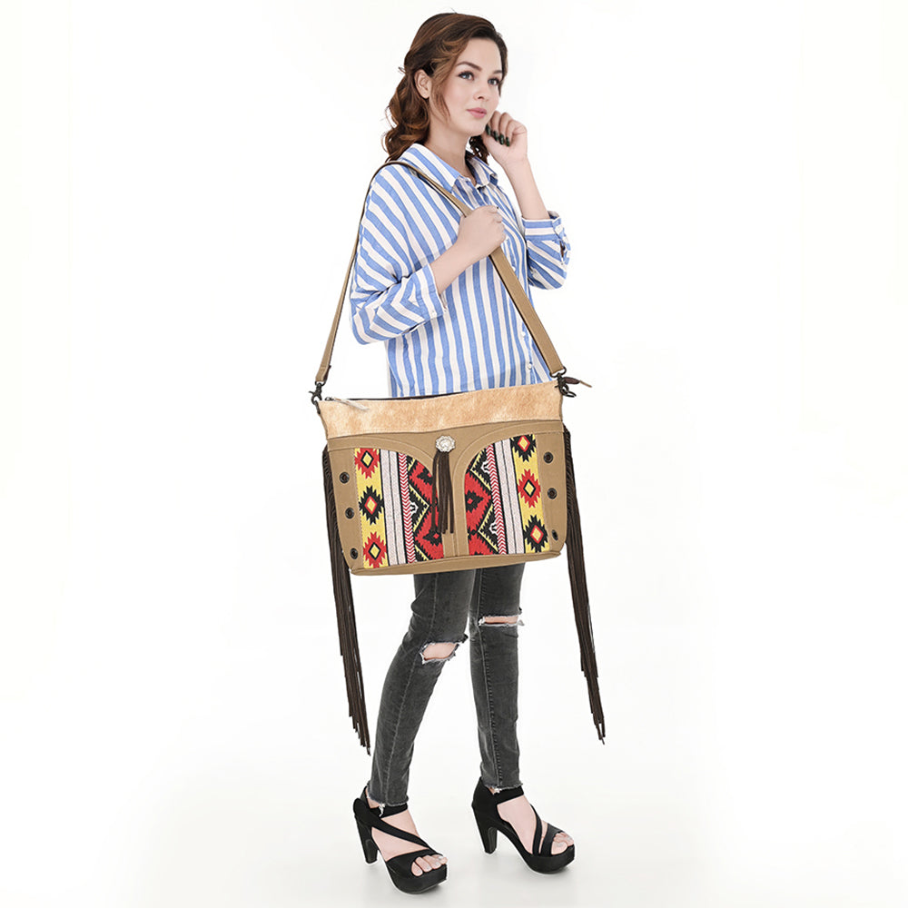 OHLAY Clutch Hair On Upcycled Canvas  Genuine Leather Women Bag Western Handbag Purse
