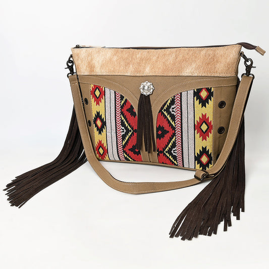 OHLAY Clutch Hair On Upcycled Canvas  Genuine Leather Women Bag Western Handbag Purse