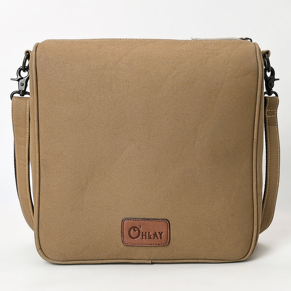 OHLAY Crossbody Hair On Upcycled Canvas  Genuine Leather Women Bag Western Handbag Purse