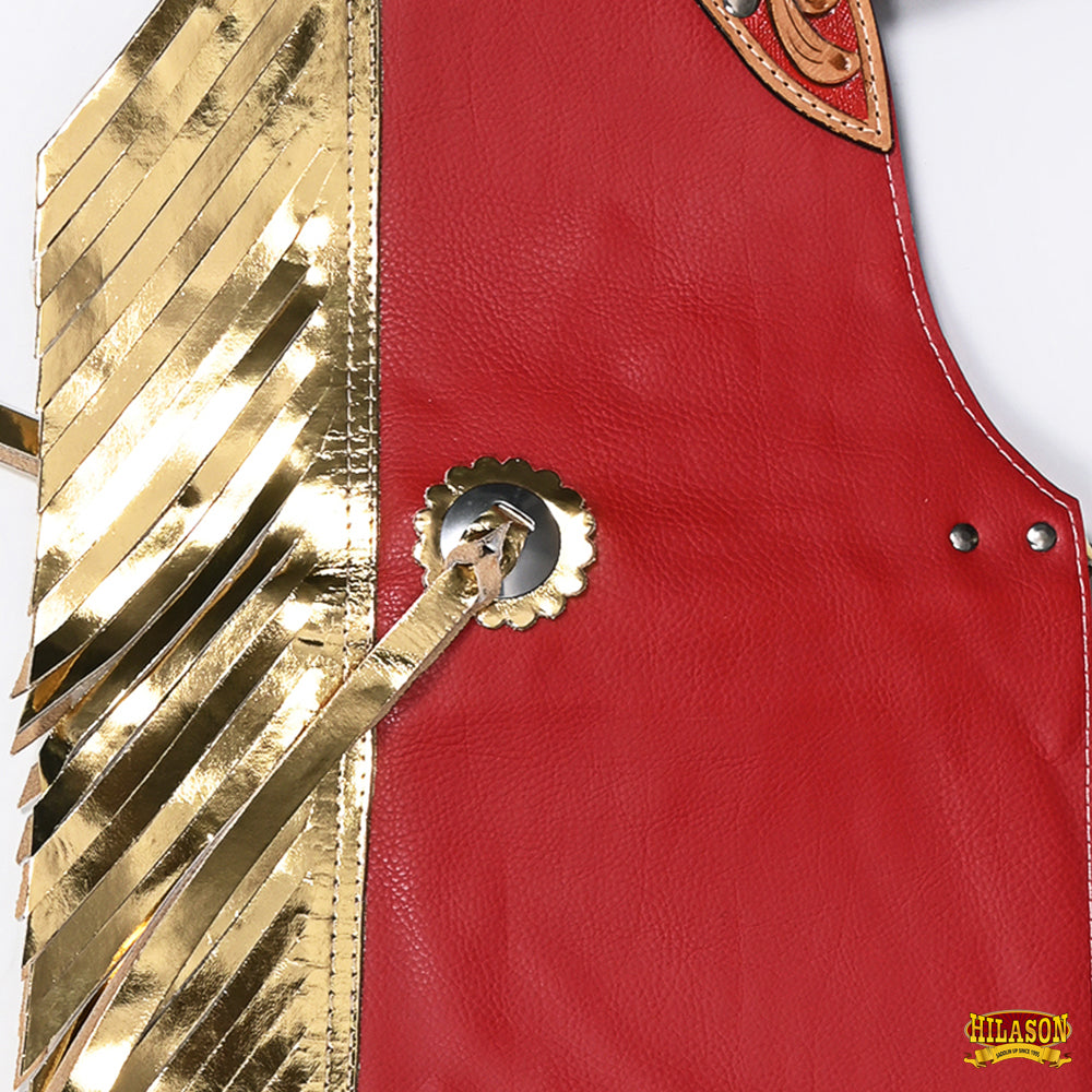 Hilason Western Pro Rodeo Bull Riding Chaps Leather Youth Kid