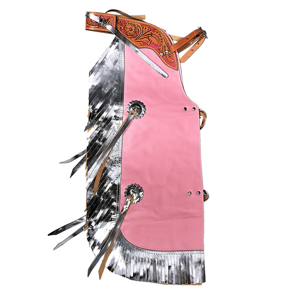 Hilason Western Pro Rodeo Bull Riding Chaps Leather Youth Kid