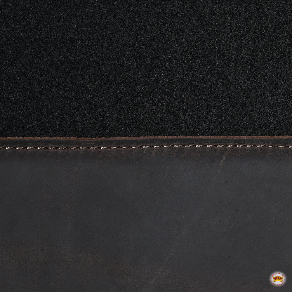 HILASON Western Horse Wool Felt Round Contoured Western Saddle Pad W/ Genuine Leather Black