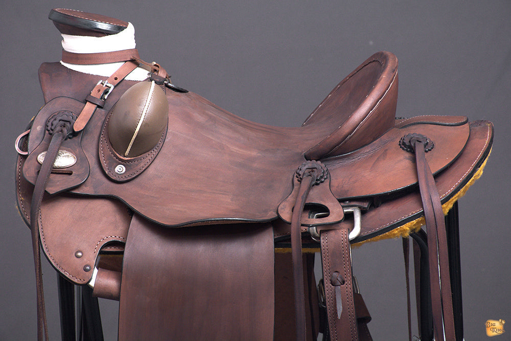 15 In Western Horse Wade Saddle Geniuine Leather Ranch Roping Dark Brown