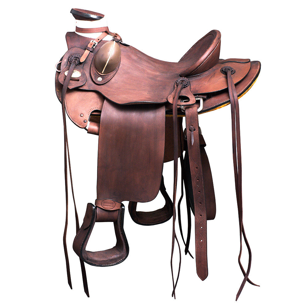 15 In Western Horse Wade Saddle Geniuine Leather Ranch Roping Dark Brown