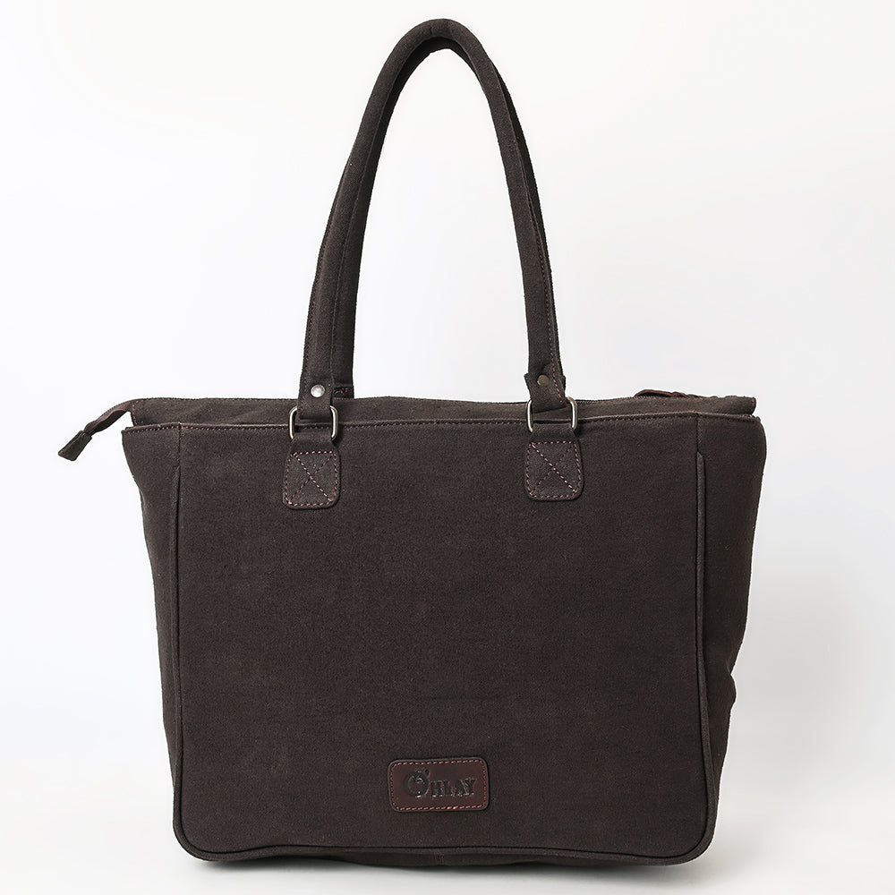 OHLAY Tote Upcycled Canvas  Genuine Leather Women Bag Western Handbag Purse