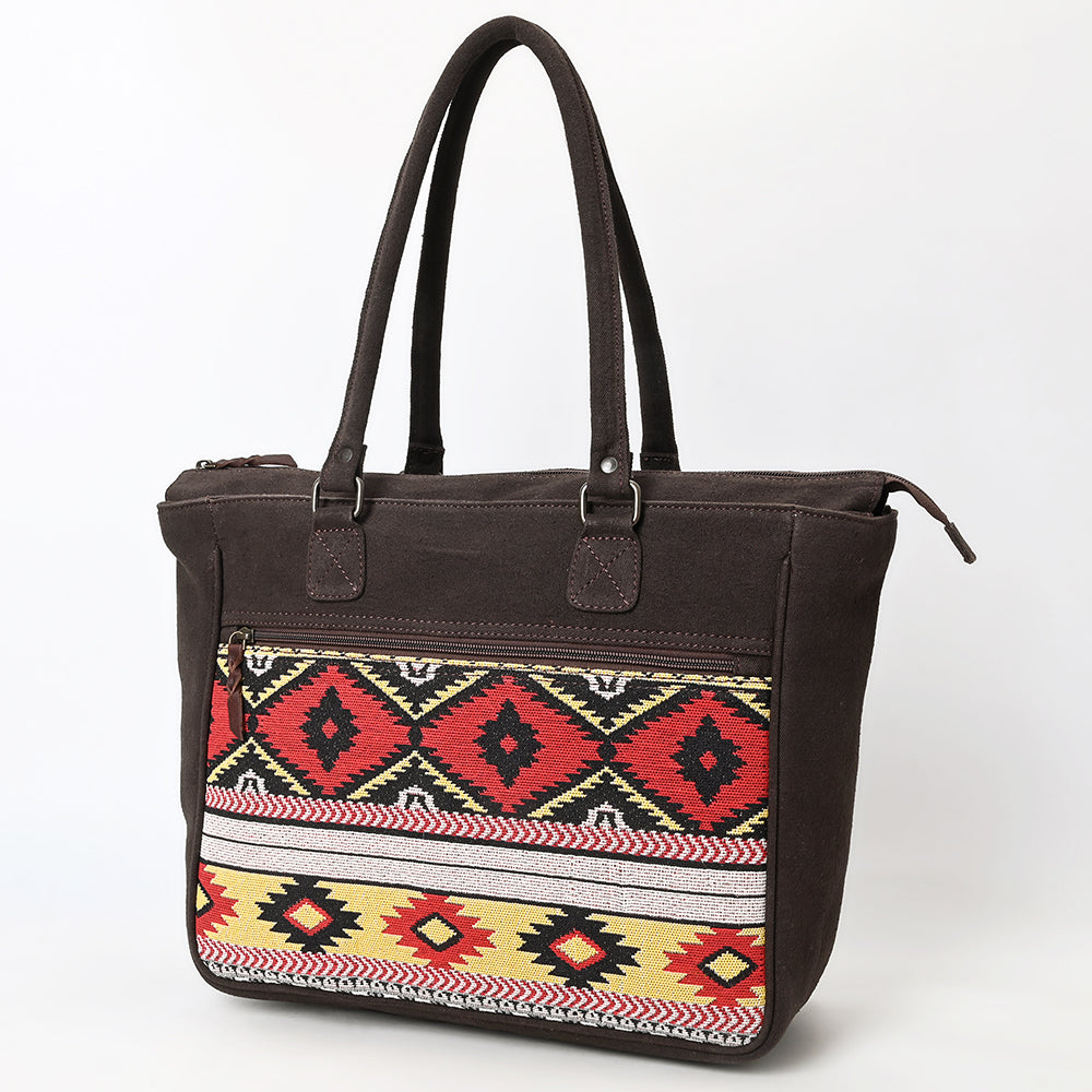 OHLAY Tote Upcycled Canvas  Genuine Leather Women Bag Western Handbag Purse