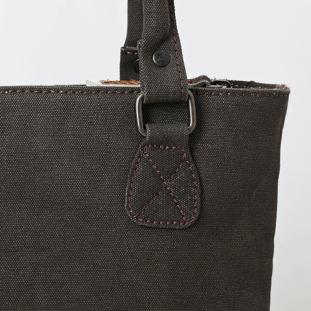 OHLAY Tote Hair On Upcycled Canvas  Genuine Leather Women Bag Western Handbag Purse