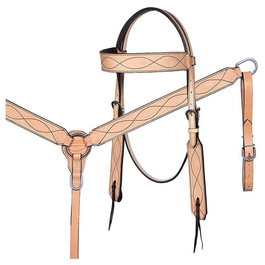 HILASON Western Horse Hand Carved American Leather Breast Collar Headstall