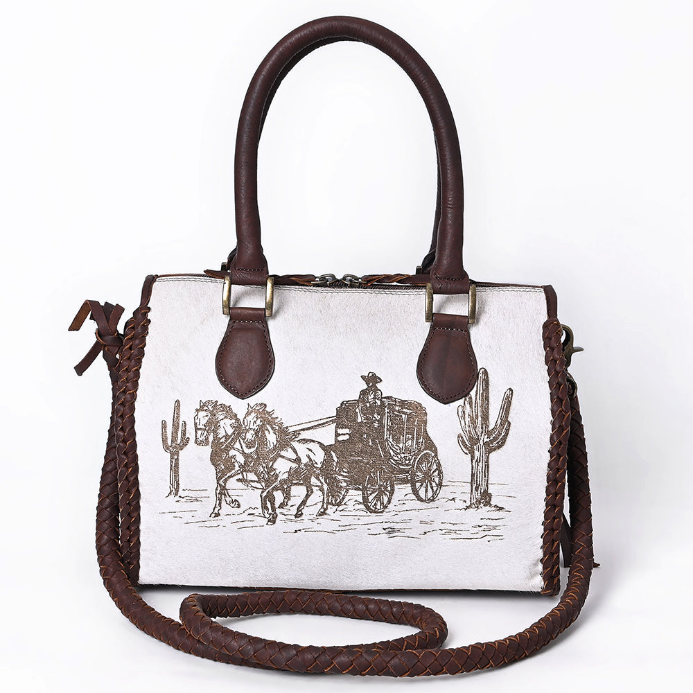 American Darling Tote Hand Tooled Hair-On Genuine Leather Women Bag Western Handbag Purse