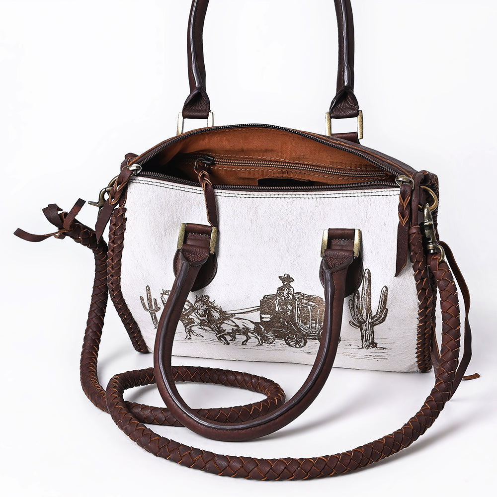 American Darling Tote Hand Tooled Hair-On Genuine Leather Women Bag Western Handbag Purse