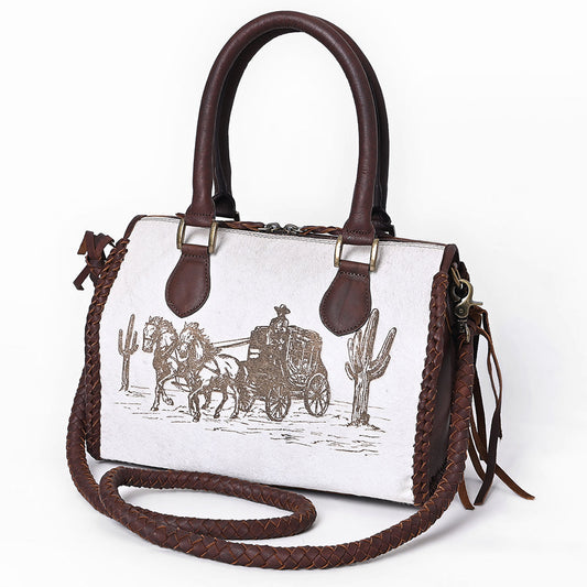 American Darling Tote Hand Tooled Hair-On Genuine Leather Women Bag Western Handbag Purse
