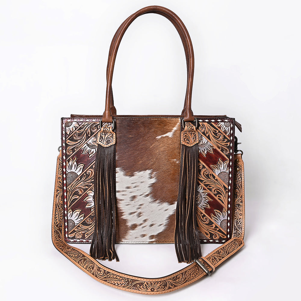 American Darling Hand Tooled Hair On Genuine Leather Women Bag Western Handbag Purse
