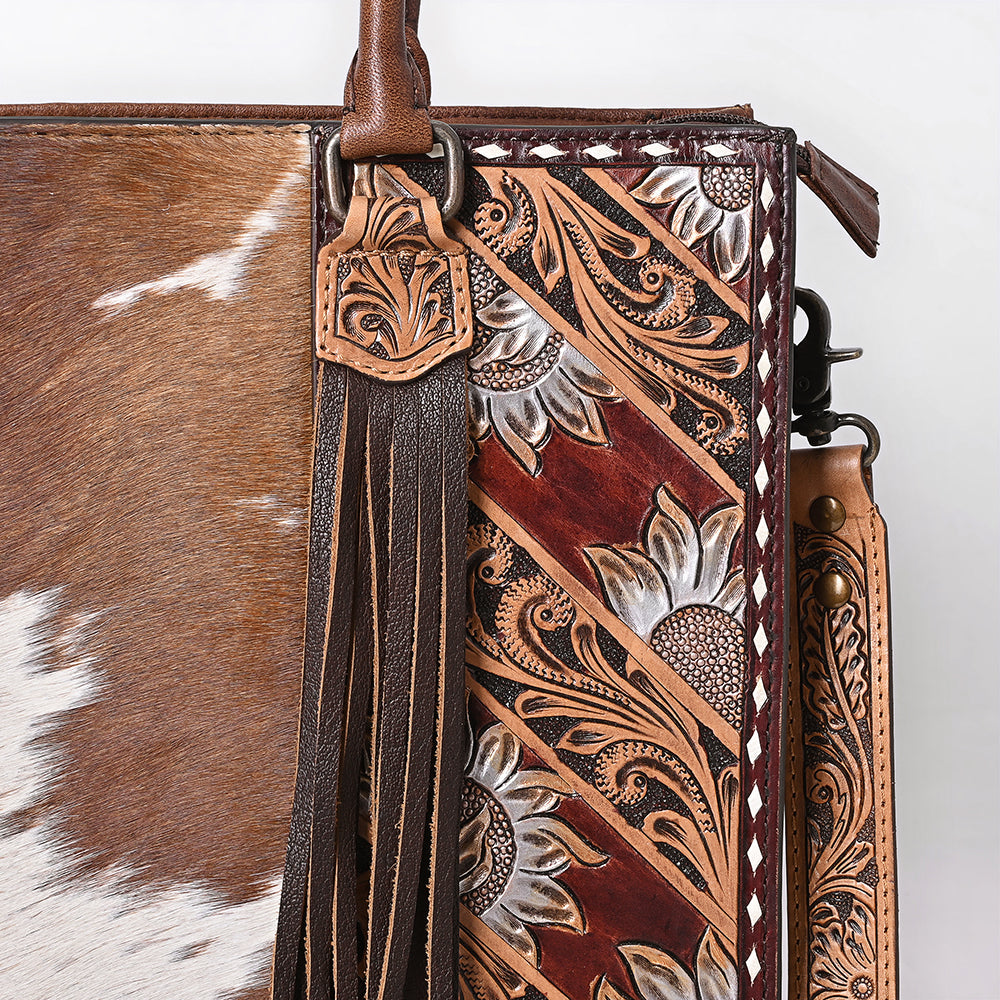 American Darling Hand Tooled Hair On Genuine Leather Women Bag Western Handbag Purse