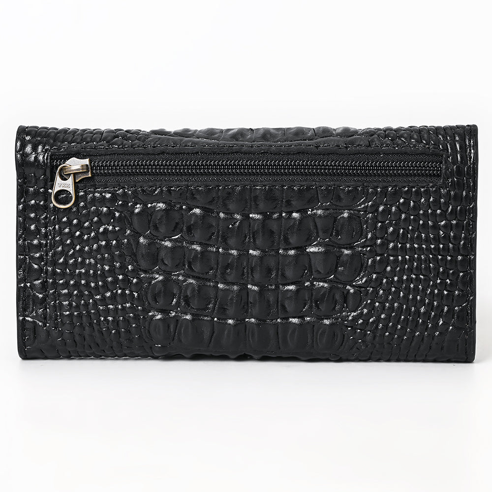 American Darling Wallet Hand Tooled Crocodile Embossed Genuine Leather Women Bag Western Handbag Purse