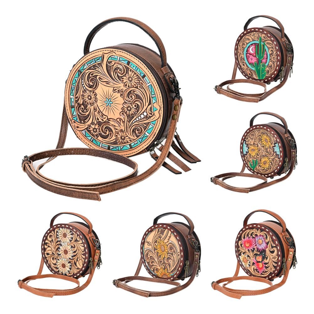 American Darling Canteen Hand Tooled Genuine Leather Women Bag Western Handbag Purse