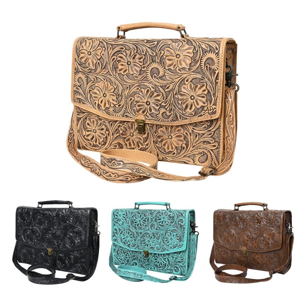 American Darling BRIEFCASE Hand Tooled Genuine Leather women bag western handbag purse