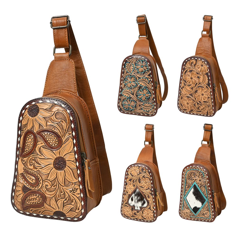 American Darling Sling Hand Tooled Genuine Leather Women Bag Western Handbag Purse