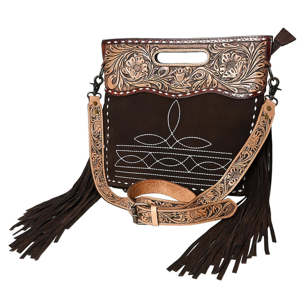 American Darling Crossbody Hand Tooled Genuine Suede Leather Women Bag Western Handbag Purse