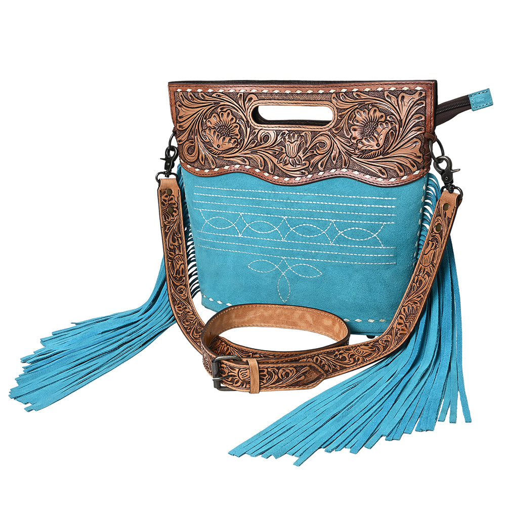 American Darling Crossbody Hand Tooled Genuine Suede Leather Women Bag Western Handbag Purse