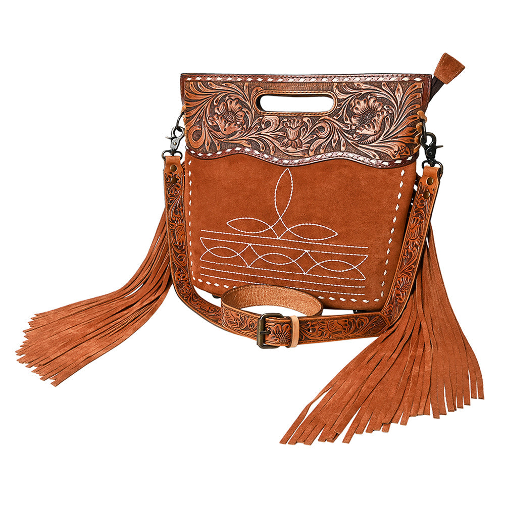 American Darling Crossbody Hand Tooled Genuine Suede Leather Women Bag Western Handbag Purse