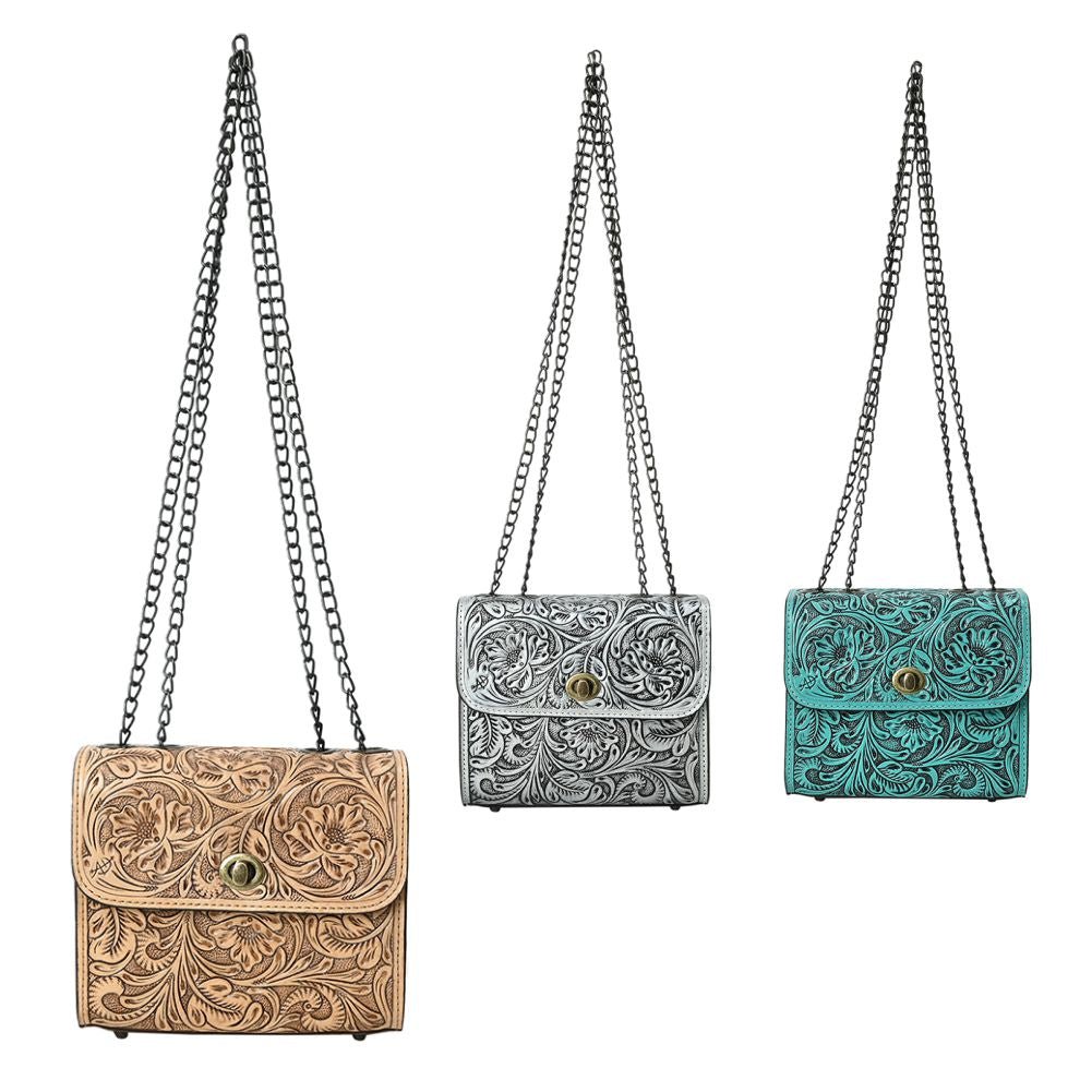 American Darling Small Crossbody Beautifully Hand Tooled  Genuine Leather women bag western handbag purse