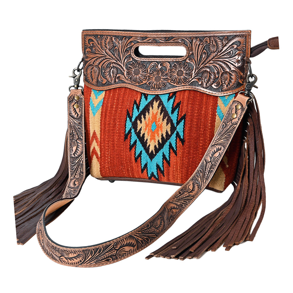 American Darling Clutch Hand Tooled Saddle Blanket Genuine Leather Women Bag Western Handbag Purse