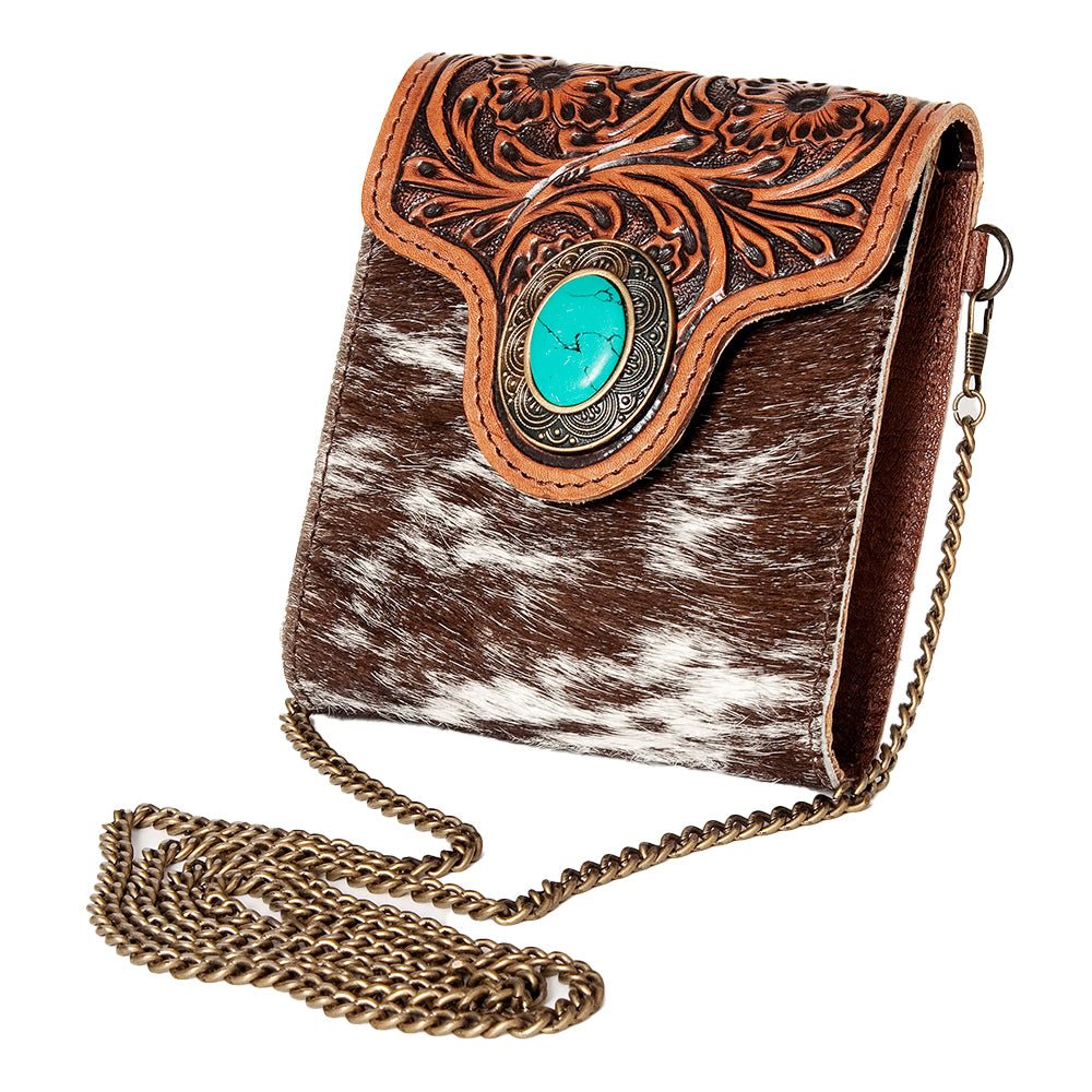 American Darling Hand Tooled Hair On Genuine Leather Women Bag Western Handbag Purse