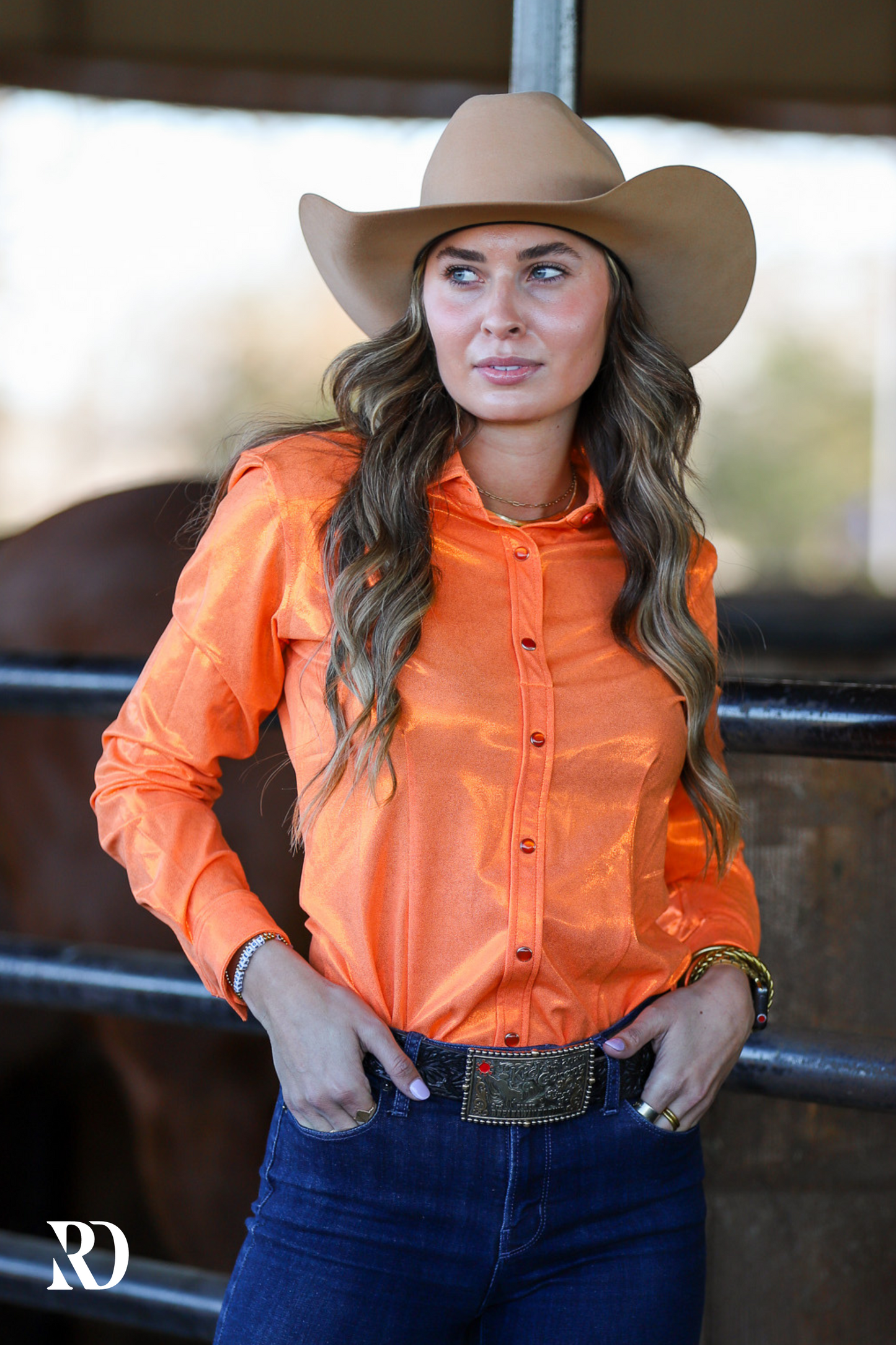 ORANGE SPARKLE PERFORMANCE RODEO SHIRT