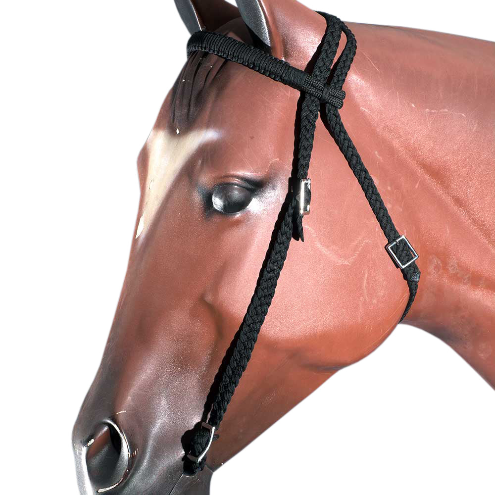 Black Horse Bridle Headstall Flat Braided Paracord By Hilason