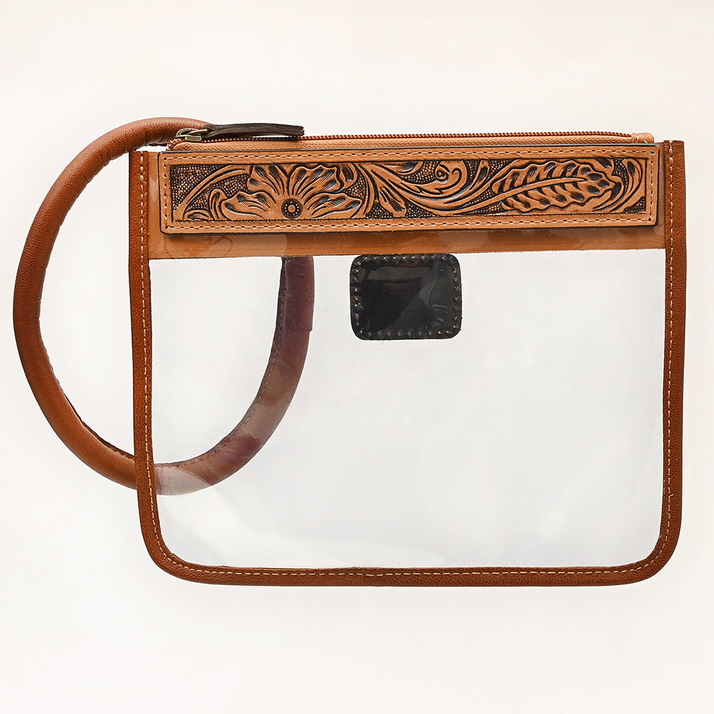 American Darling Western Hand Tooled Carved Genuine Leather Clear Bag Women Bag Handbag Purse