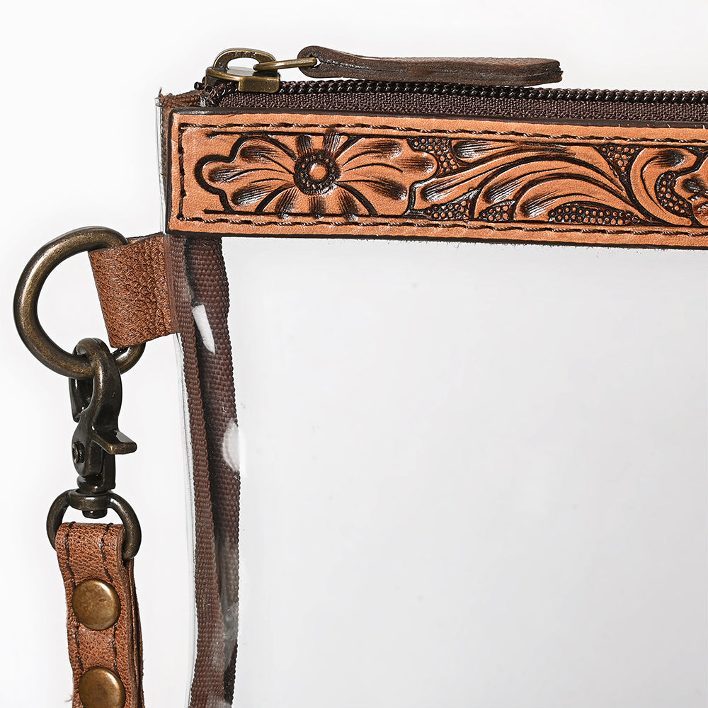 American Darling Western Hand Tooled Carved Genuine Leather Clear Bag Women Bag Handbag Purse